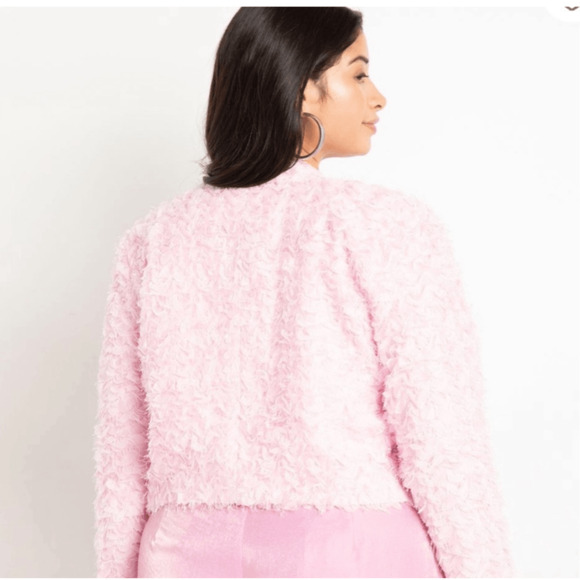 NWT ELOQUII Barbie Pink Women's Plus Size Quarter Zip Cropped Jacket - Picture 2 of 9